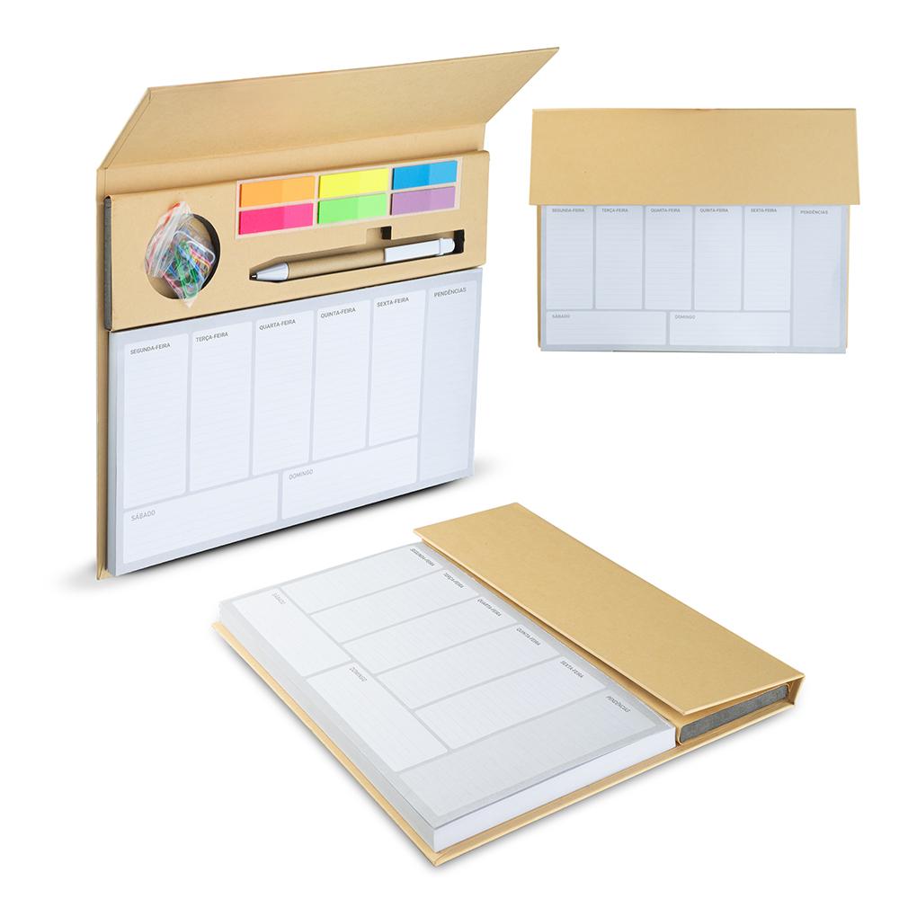 Mini caderno com planejamento semanal