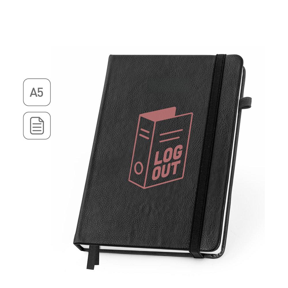 Caderno em pu à base de água com agenda integrada e página pautadas
