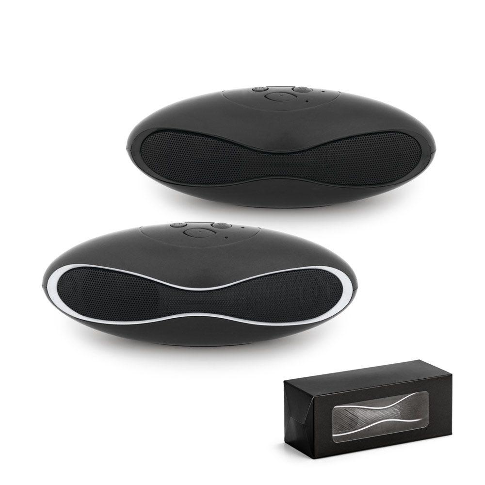 Caixa de som c microfone TE0160 na cor Preto, brinde personalizado Sky Brindes