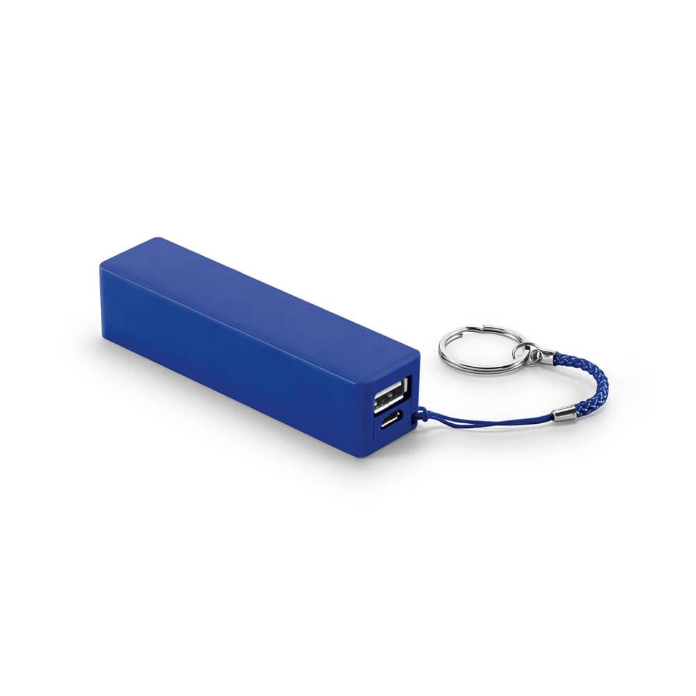 Bateria portátil 1.600mAh TE0171 na cor Azul, brinde personalizado Sky Brindes