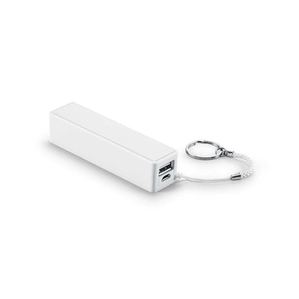 Bateria portátil 1.600mAh TE0171 na cor Branco, brinde personalizado Sky Brindes