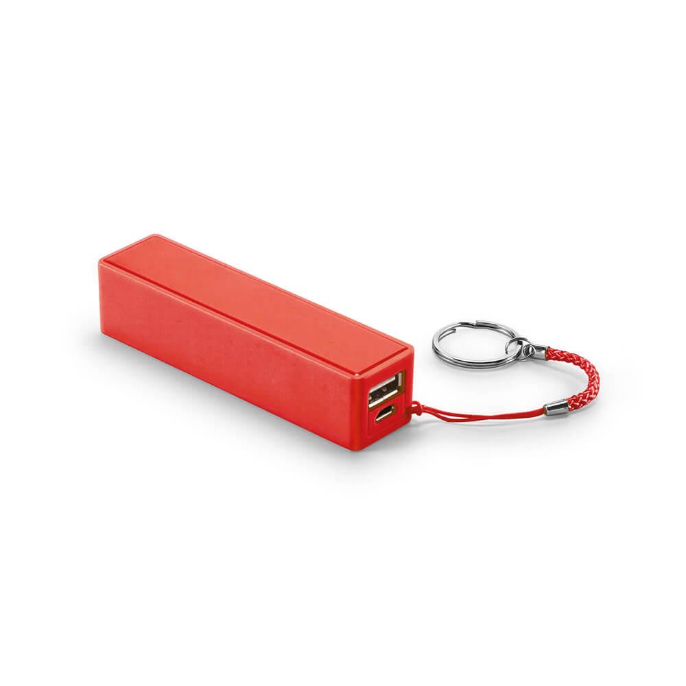 Bateria portátil 1.600mAh TE0171 na cor Vermelho, brinde personalizado Sky Brindes