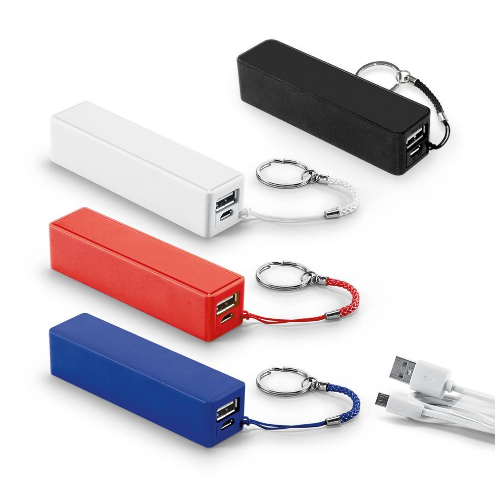Bateria portátil 1.600mAh TE0171 na cor Branco, brinde personalizado Sky Brindes