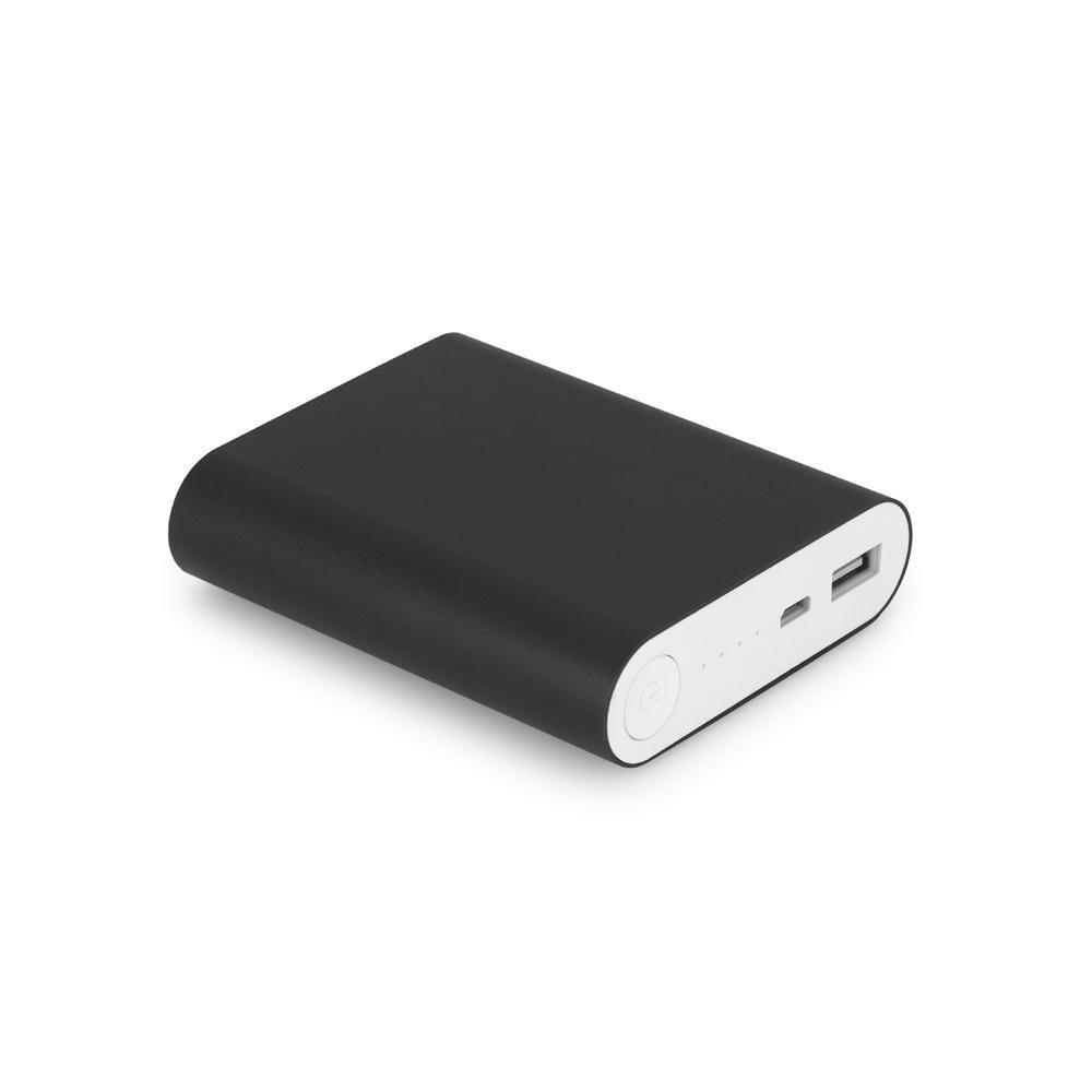 Bateria alumínio 8.000mAh TE0179 na cor Preto, brinde personalizado Sky Brindes