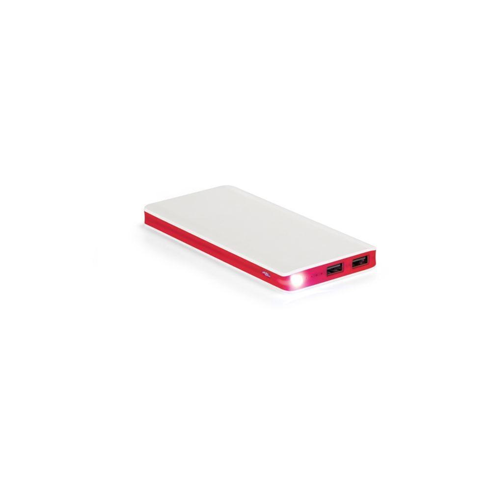 Carregador 10.000mAh TE0191 na cor Vermelho, brinde personalizado Sky Brindes