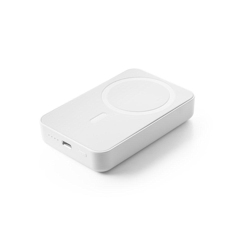 Bateria Portátil 10.000 mAh TE0193 na cor Branco, brinde personalizado Sky Brindes