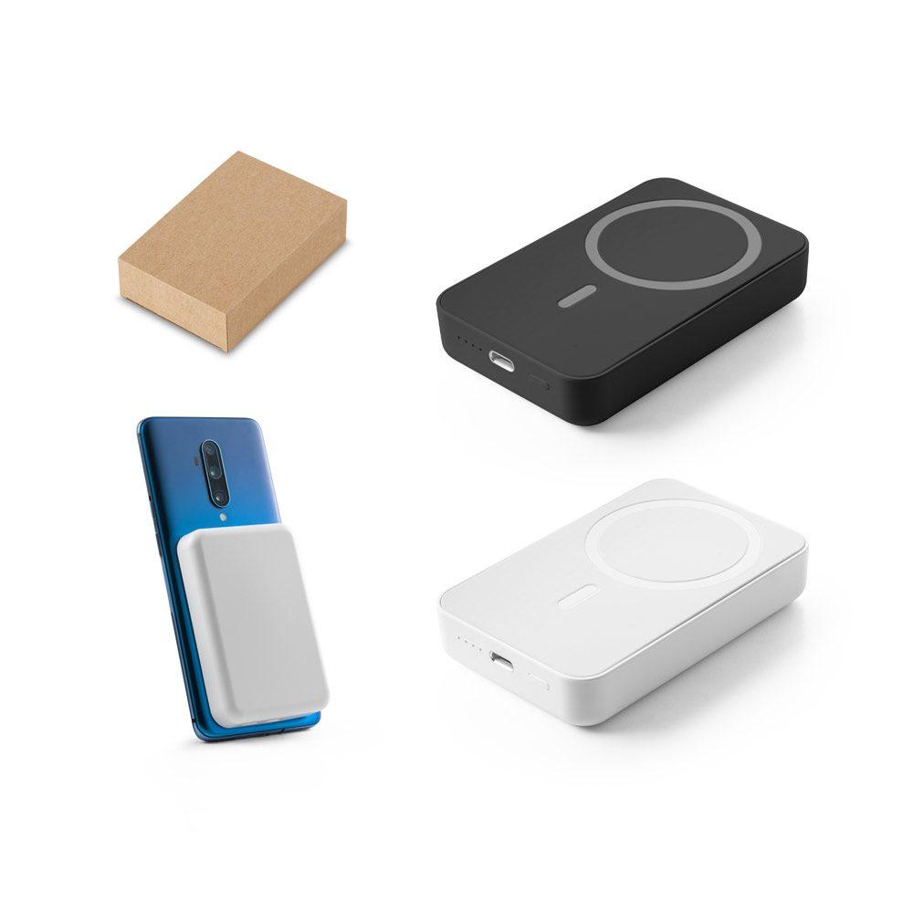 Bateria Portátil 10.000 mAh TE0193 na cor Preto, brinde personalizado Sky Brindes