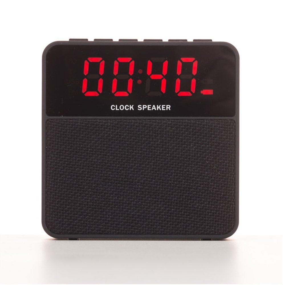 Caixa de som c relógio TE0328 na cor Preto, brinde personalizado Sky Brindes