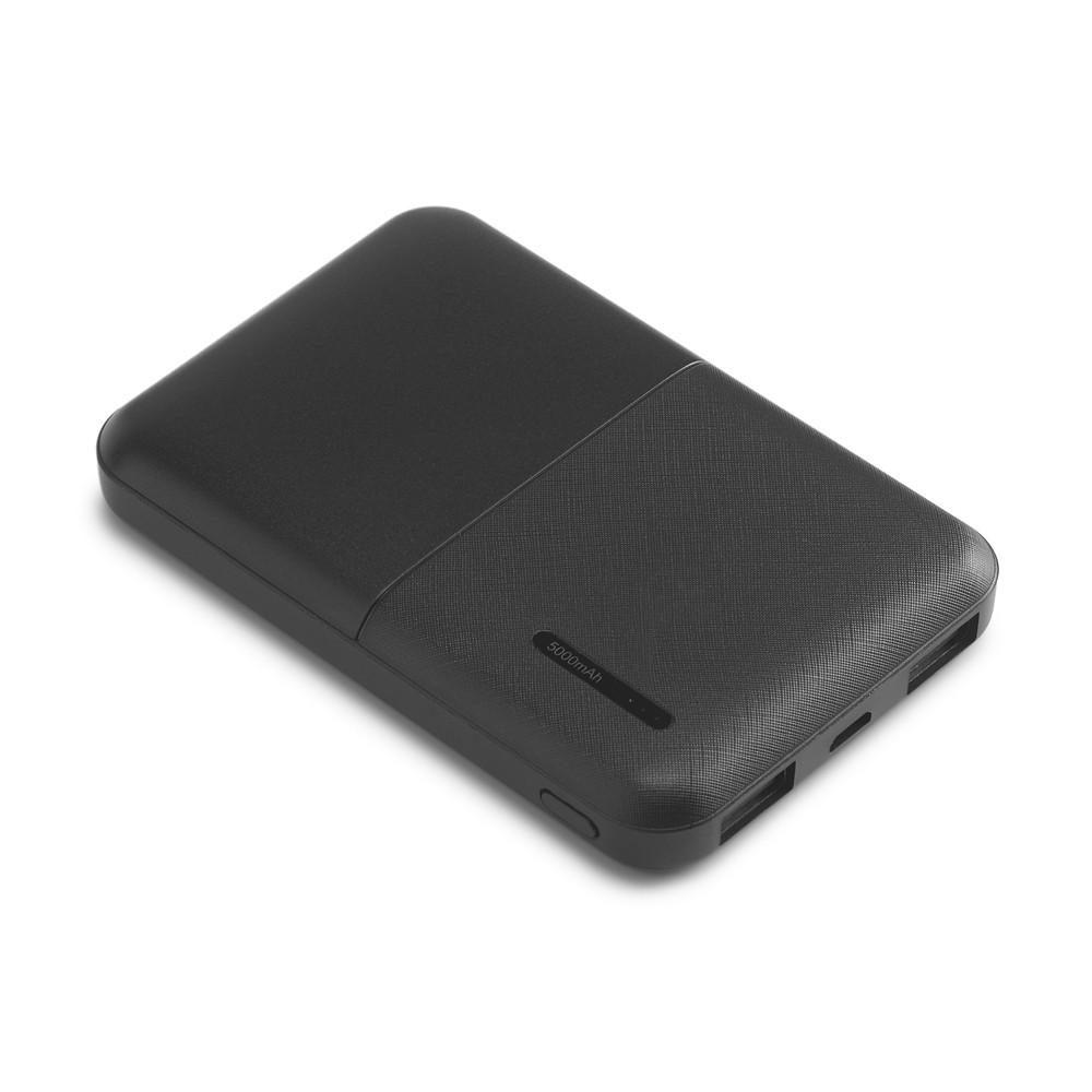 Carregador 5.000mAh TE1019 na cor Preto, brinde personalizado Sky Brindes