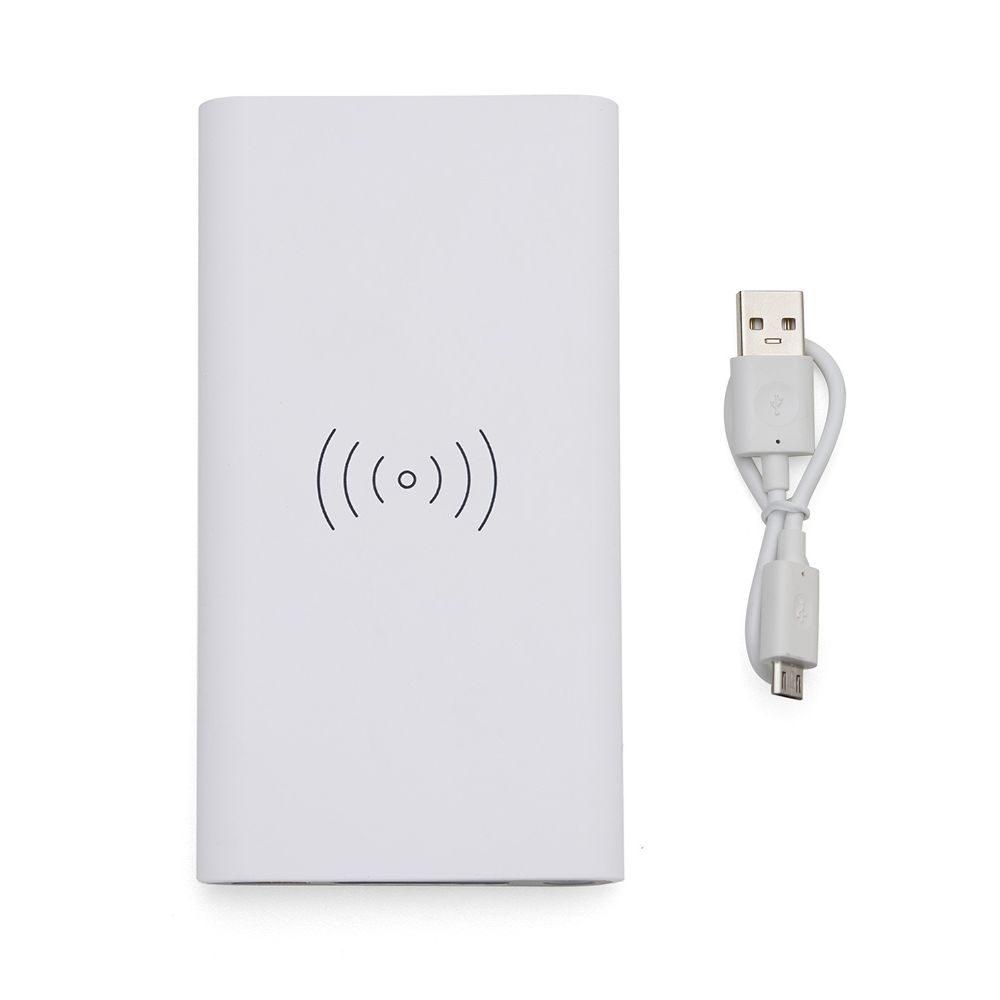 Carregador 8.000mAh TE1126 na cor Branco, brinde personalizado Sky Brindes