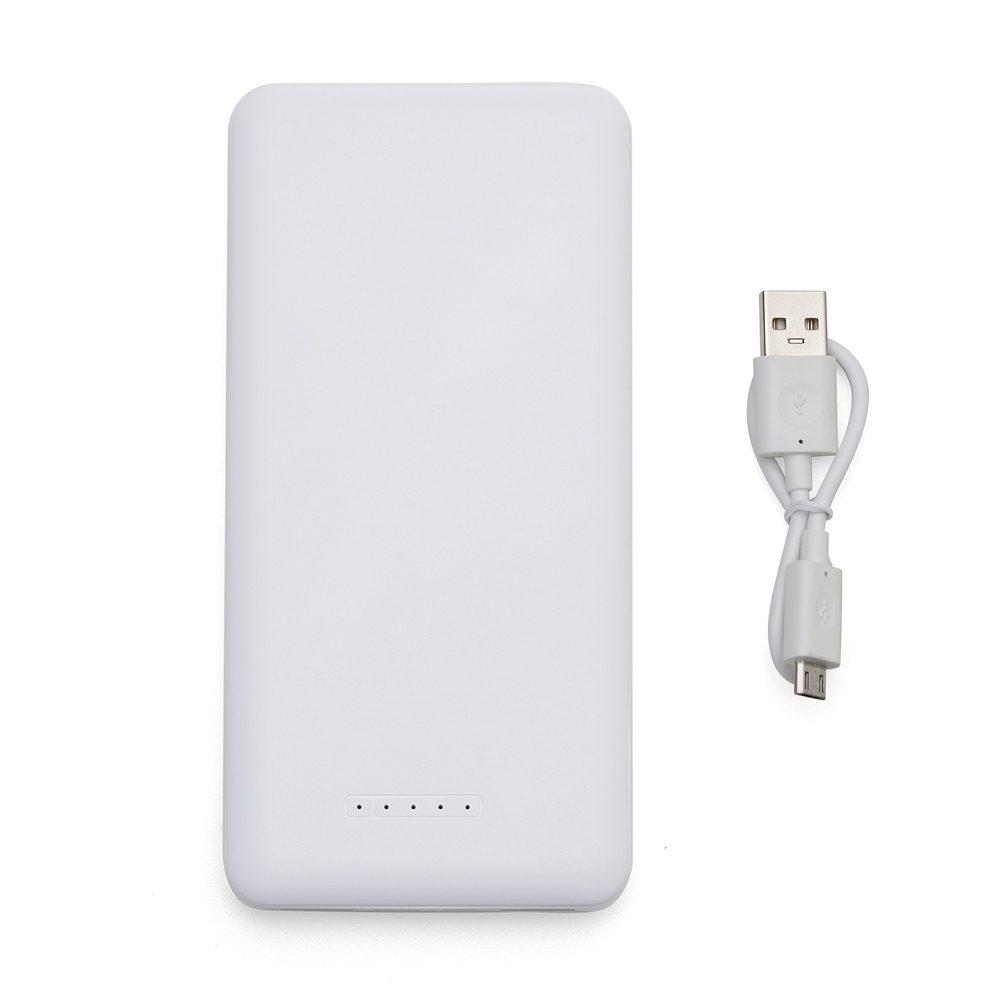 Carregador 10.000mAh TE1127 na cor Branco, brinde personalizado Sky Brindes