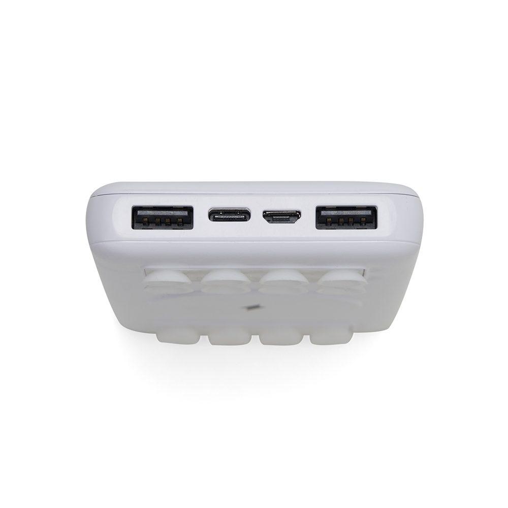 Carregador 10.000mAh TE1127 na cor Branco, brinde personalizado Sky Brindes