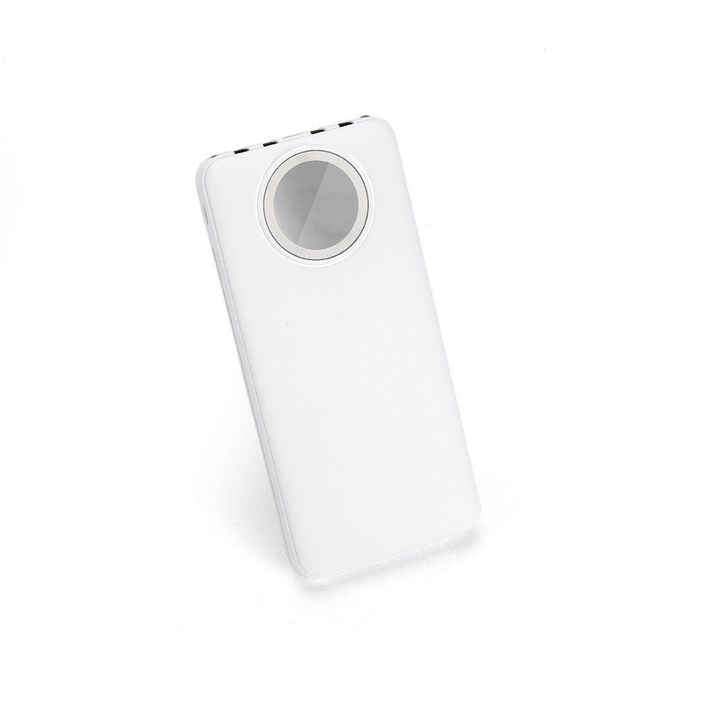 Carregador 10.000mAh TE1128 na cor Branco, brinde personalizado Sky Brindes