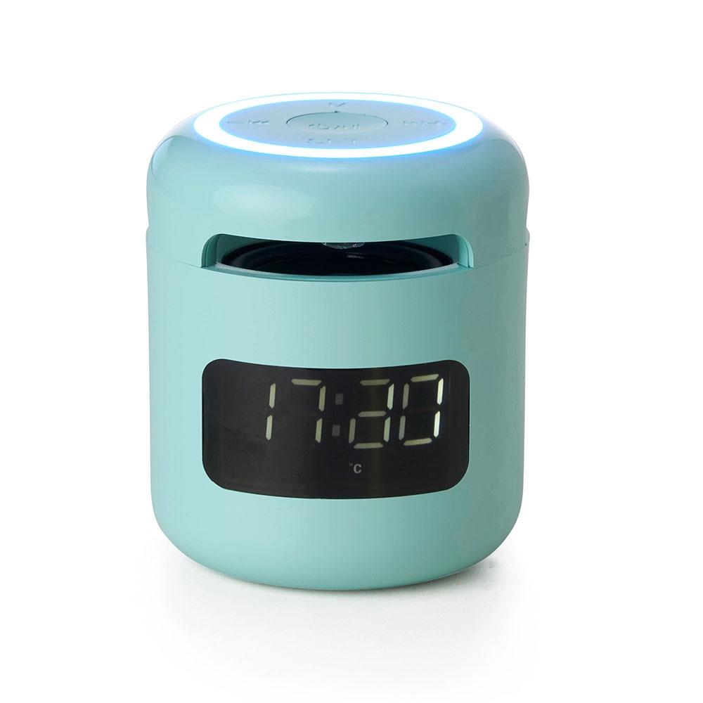 Caixa de som c relógio TE1159 na cor Azul, brinde personalizado Sky Brindes