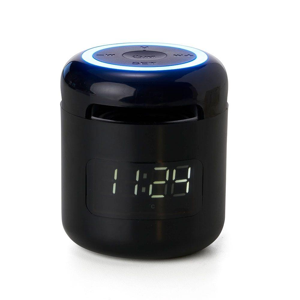 Caixa de som c relógio TE1159 na cor Preto, brinde personalizado Sky Brindes