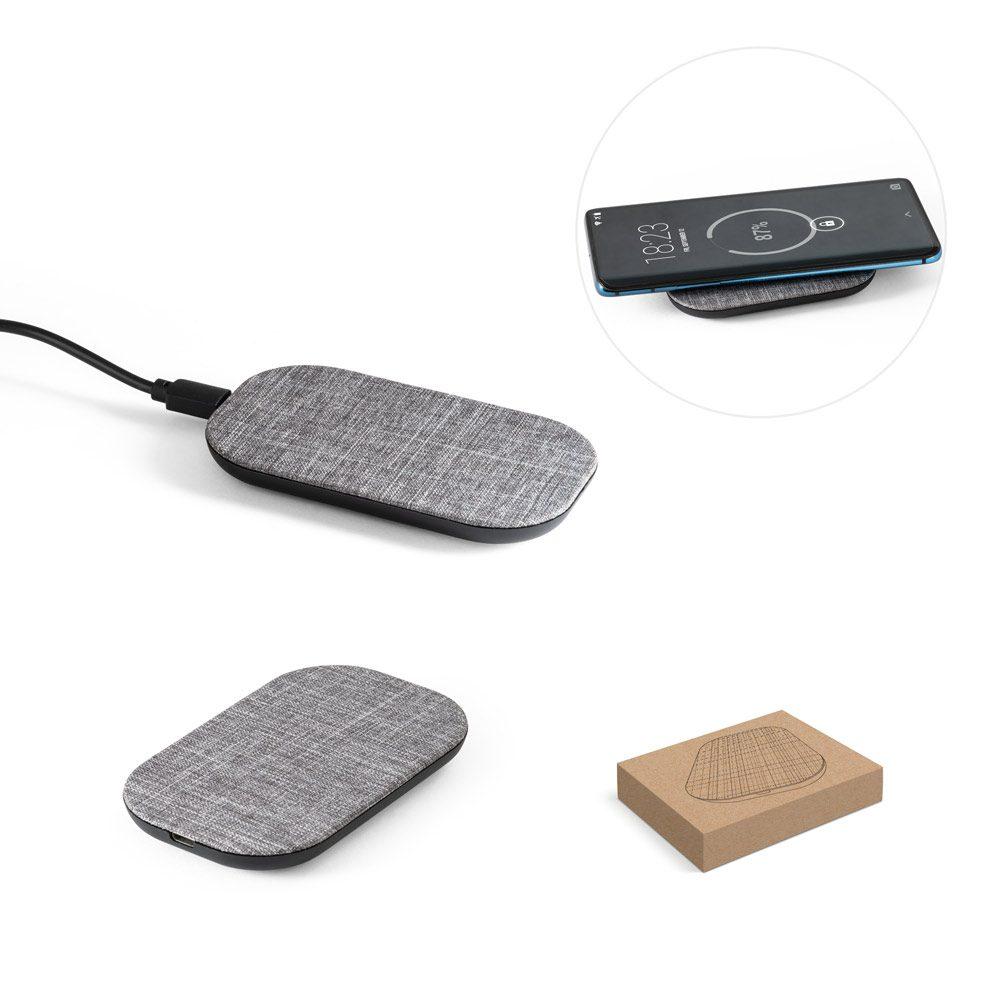 Bateria 100% rPET 10W TE1186 na cor Cinza, brinde personalizado Sky Brindes