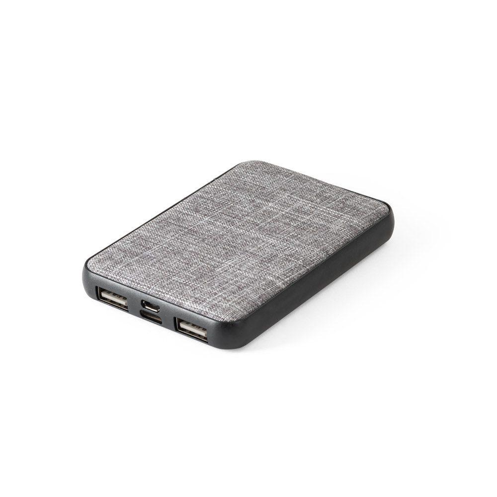 Bateria rPET 5.000mAh TE1187 na cor Cinza, brinde personalizado Sky Brindes