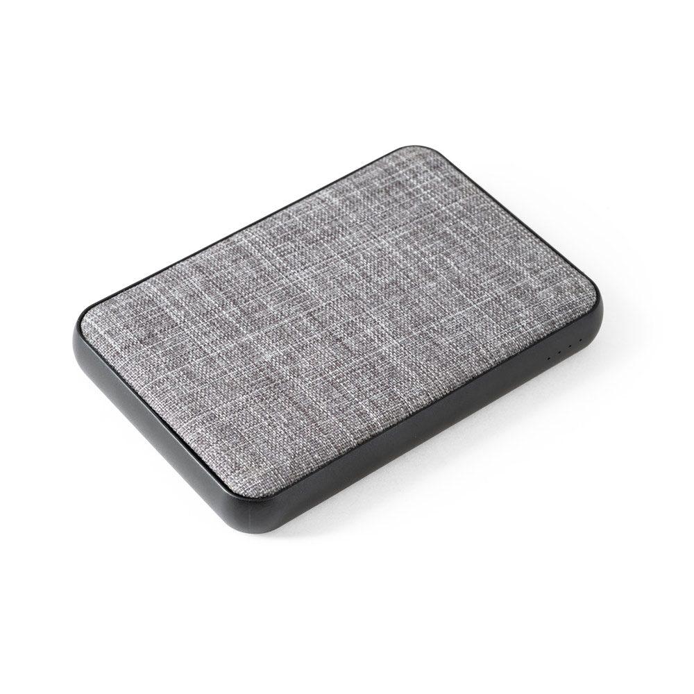 Bateria rPET 5.000mAh TE1187 na cor Cinza, brinde personalizado Sky Brindes