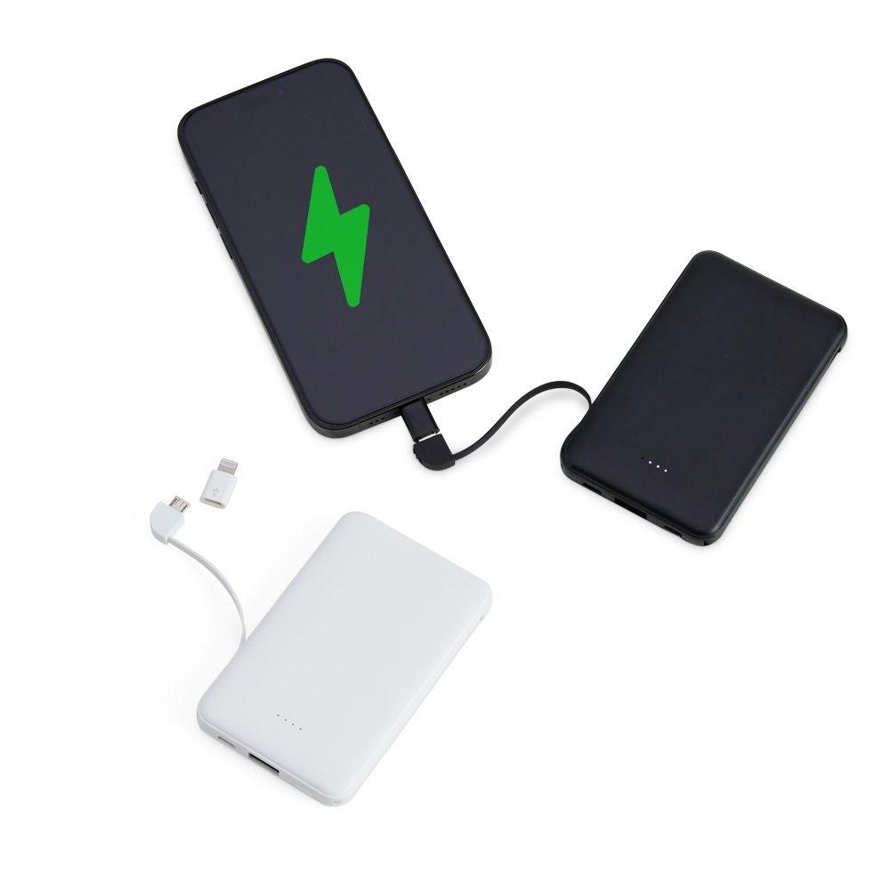 Power bank 5.000mAh TE1213 na cor Branco, brinde personalizado Sky Brindes
