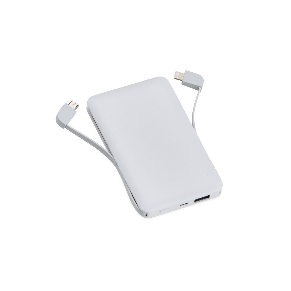 Power Bank 5.000mah TE1240 na cor Branco, brinde personalizado Sky Brindes