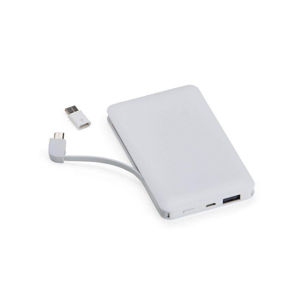 Power Bank 5.000mah TE1240 na cor Branco, brinde personalizado Sky Brindes