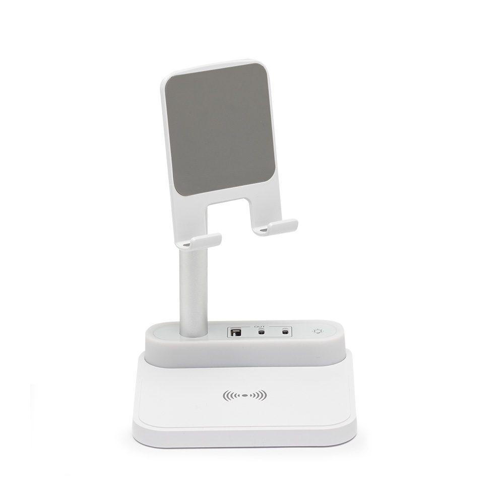 Carregador com base e Luminária TE1257 na cor Branco, brinde personalizado Sky Brindes