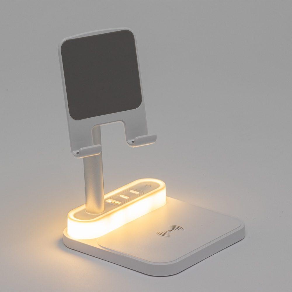 Carregador com base e Luminária TE1257 na cor Branco, brinde personalizado Sky Brindes