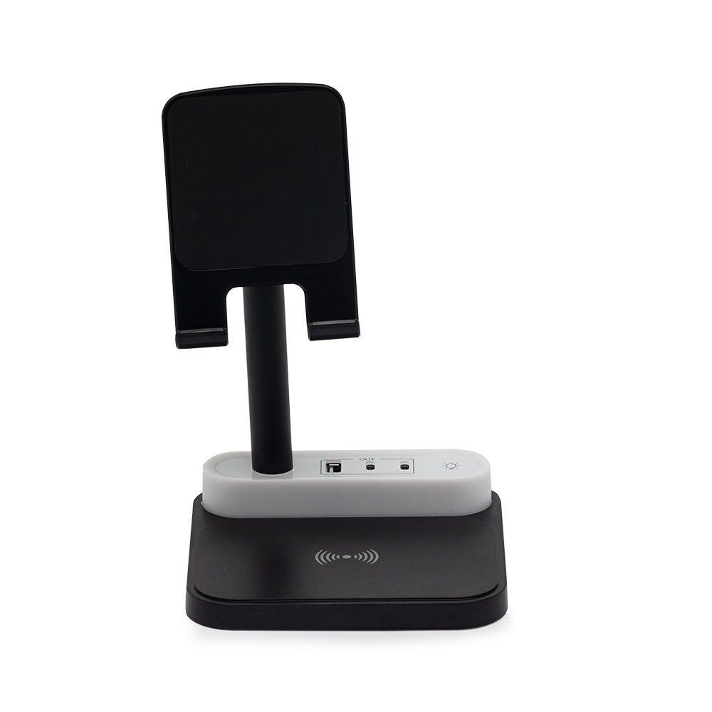 Carregador com base e Luminária TE1257 na cor Preto, brinde personalizado Sky Brindes