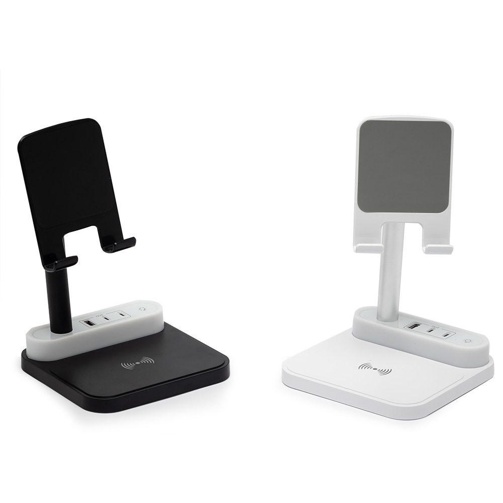 Carregador com base e Luminária TE1257 na cor Branco, brinde personalizado Sky Brindes