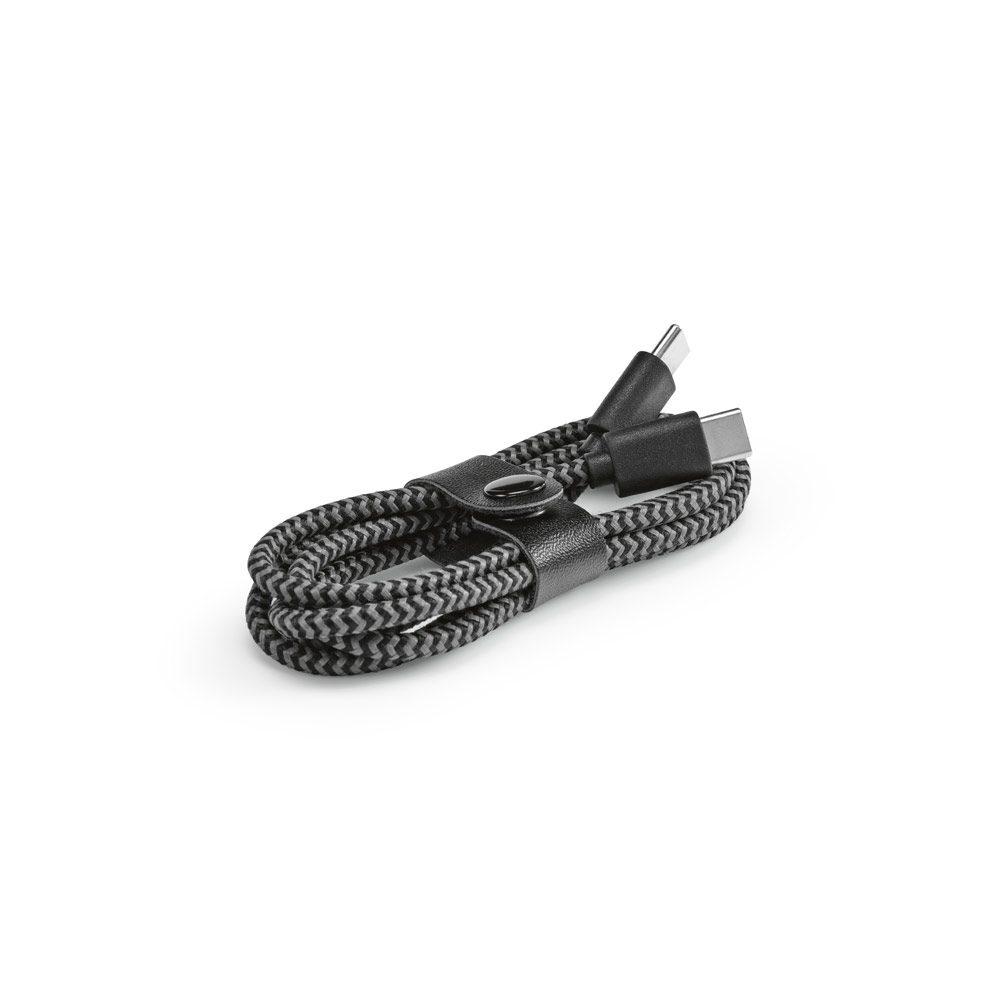 Cabo USB-C de carregamento rápido TE1274 na cor Preto, brinde personalizado Sky Brindes