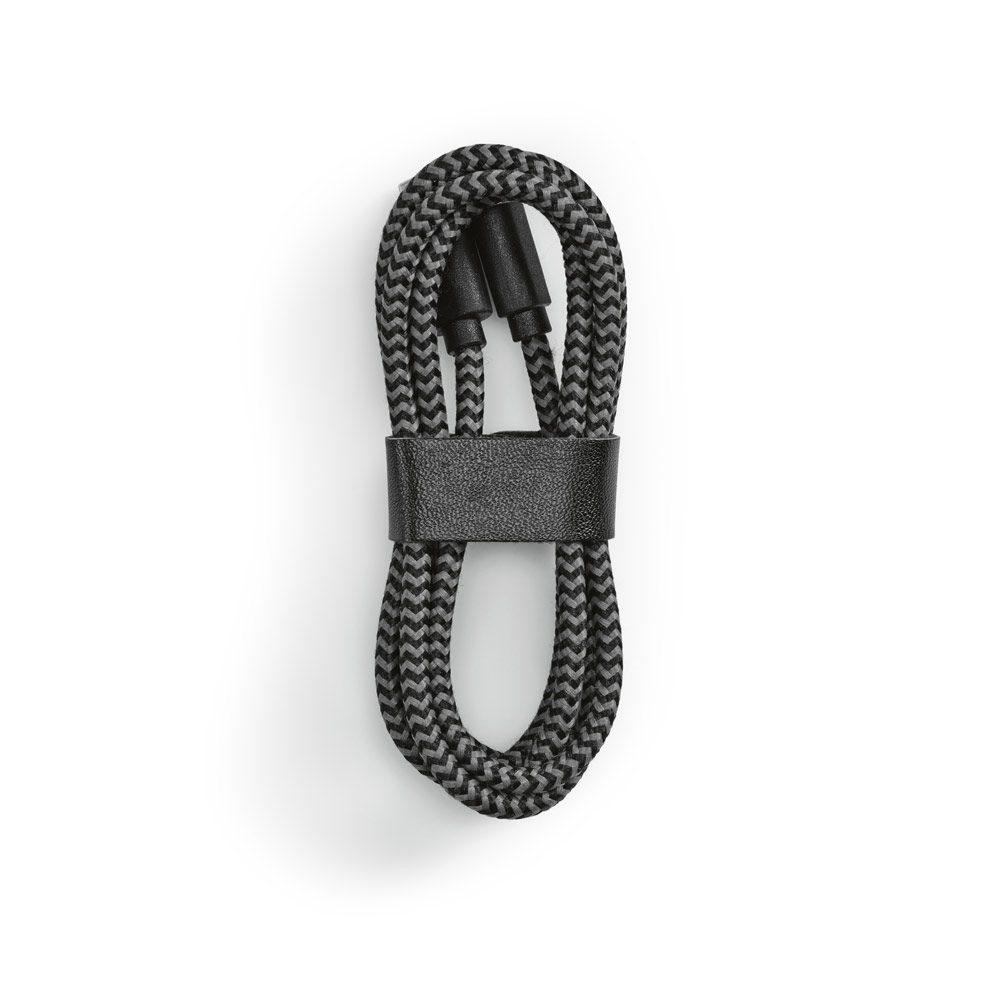 Cabo USB-C de carregamento rápido TE1274 na cor Preto, brinde personalizado Sky Brindes