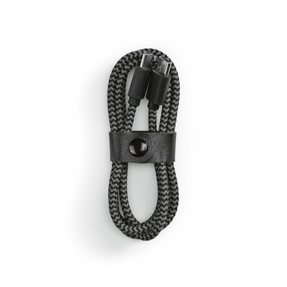 Cabo USB-C de carregamento rápido TE1274 na cor Preto, brinde personalizado Sky Brindes