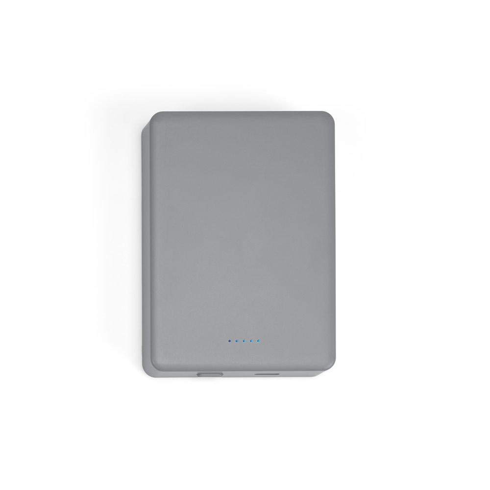 Bateria Portátil 10.000mAh TE1297 na cor Cromado, brinde personalizado Sky Brindes