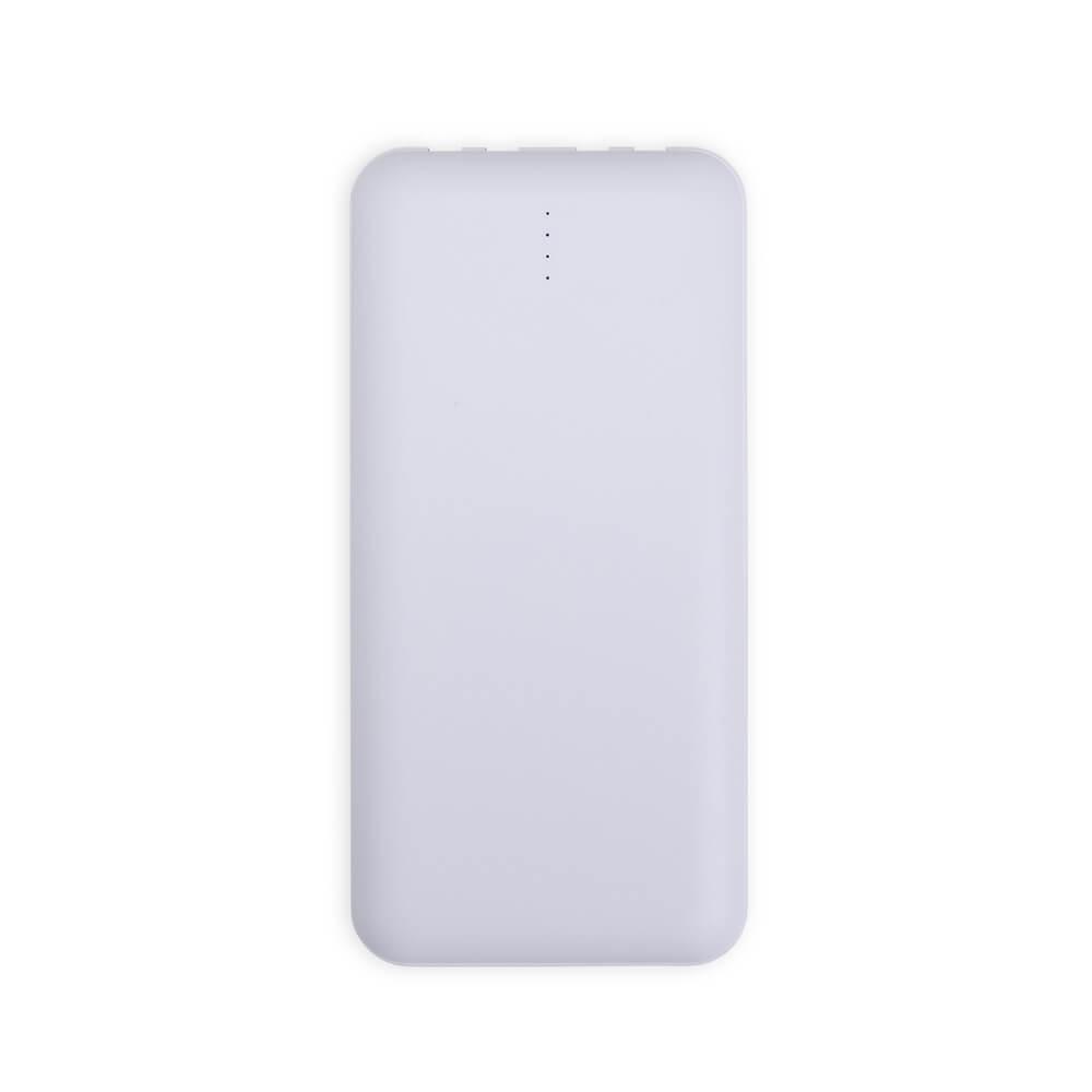 Power Bank 10.000mAh TE1303 na cor Branco, brinde personalizado Sky Brindes