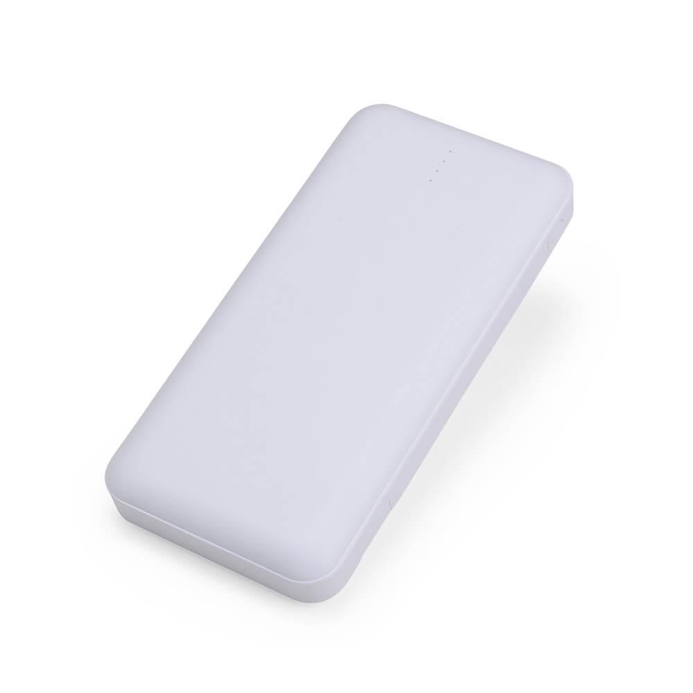 Power Bank 10.000mAh TE1303 na cor Branco, brinde personalizado Sky Brindes