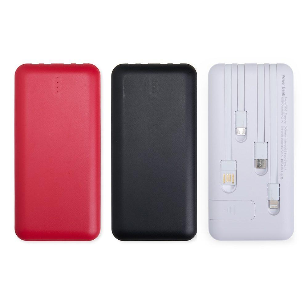 Power Bank 10.000mAh TE1303 na cor Branco, brinde personalizado Sky Brindes