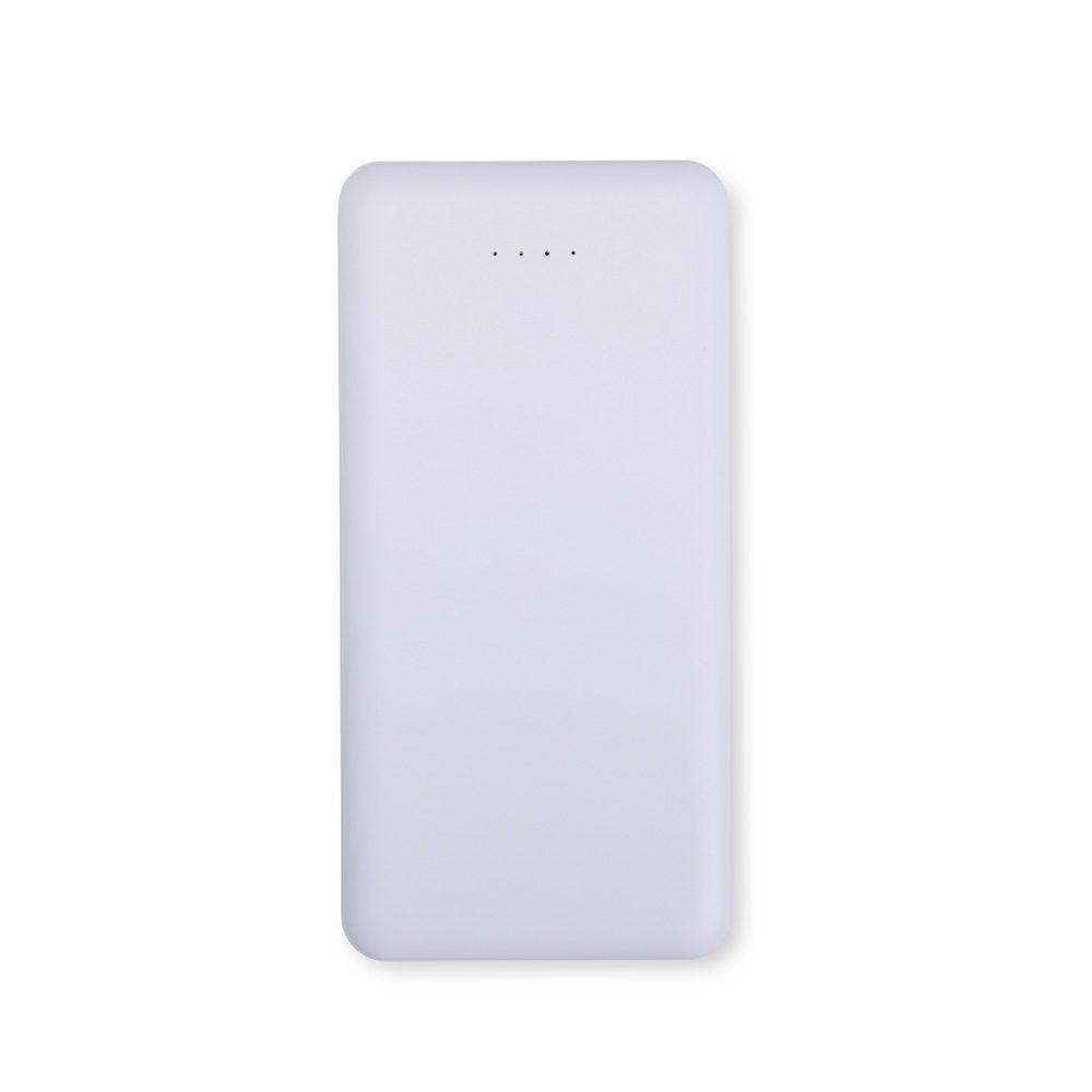 Power Bank 10.000mAh TE1305 na cor Branco, brinde personalizado Sky Brindes