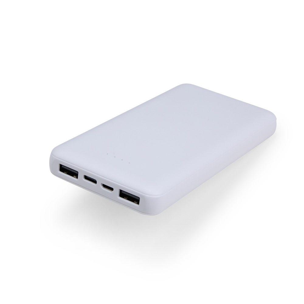 Power Bank 10.000mAh TE1305 na cor Branco, brinde personalizado Sky Brindes