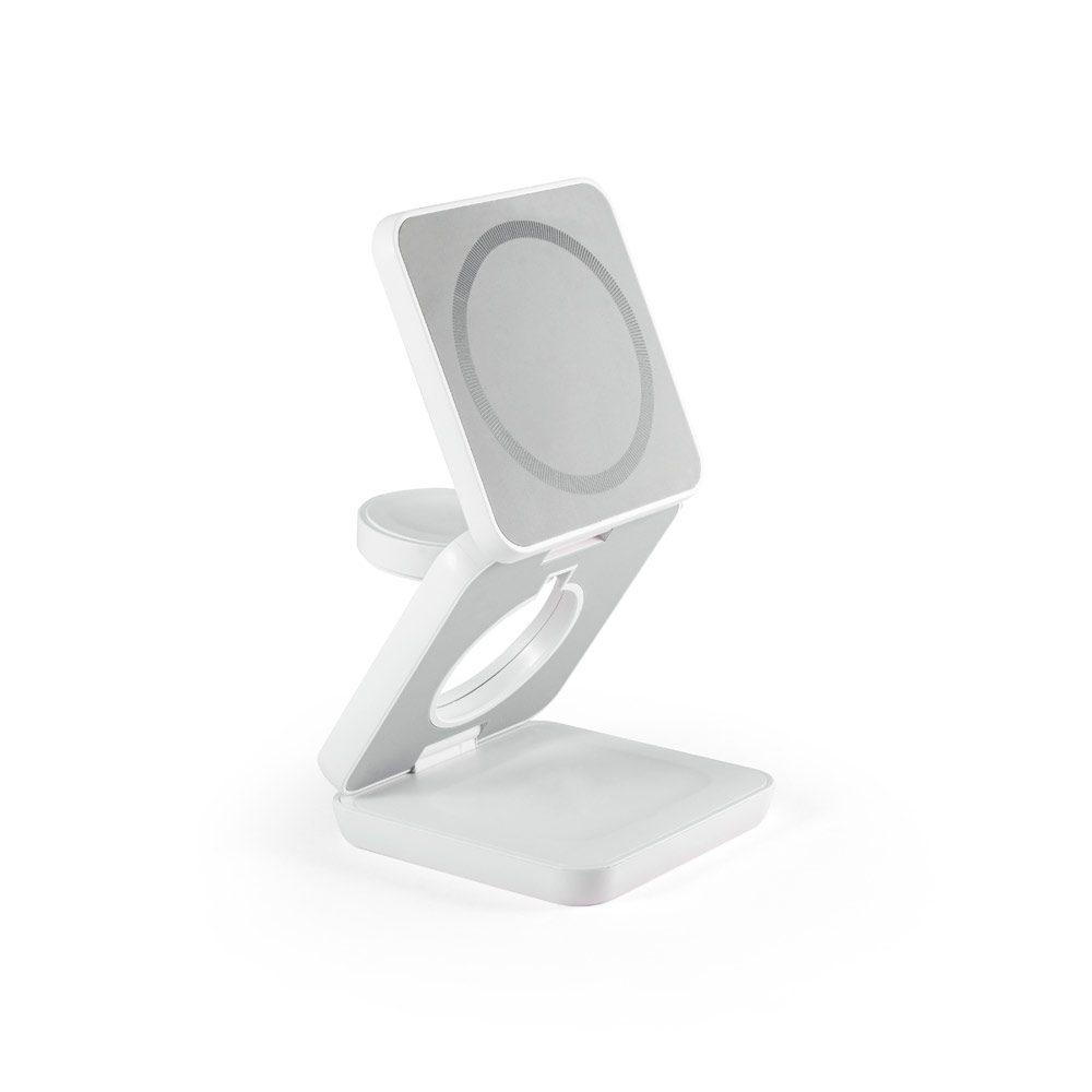 Carregador Magnético Wireless TE1306 na cor Branco, brinde personalizado Sky Brindes