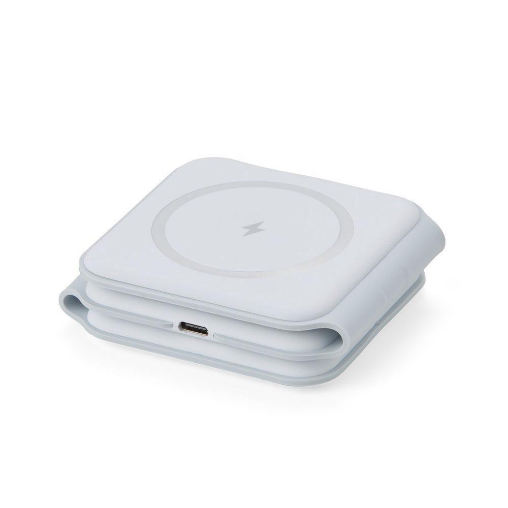 Carregador Magnético Triplo TE1307 na cor Branco, brinde personalizado Sky Brindes