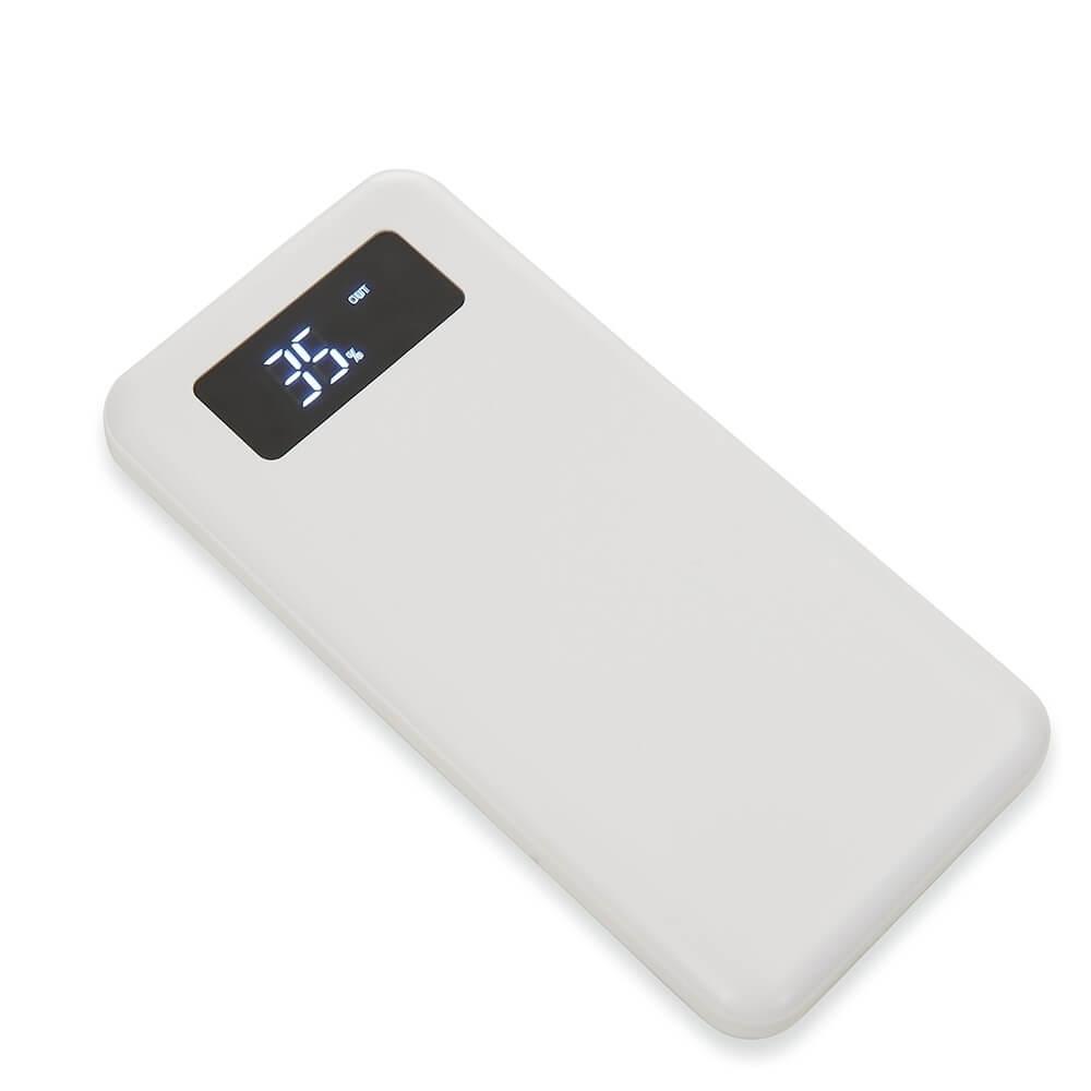 Power Bank 10.000mAh TE1312 na cor Branco, brinde personalizado Sky Brindes