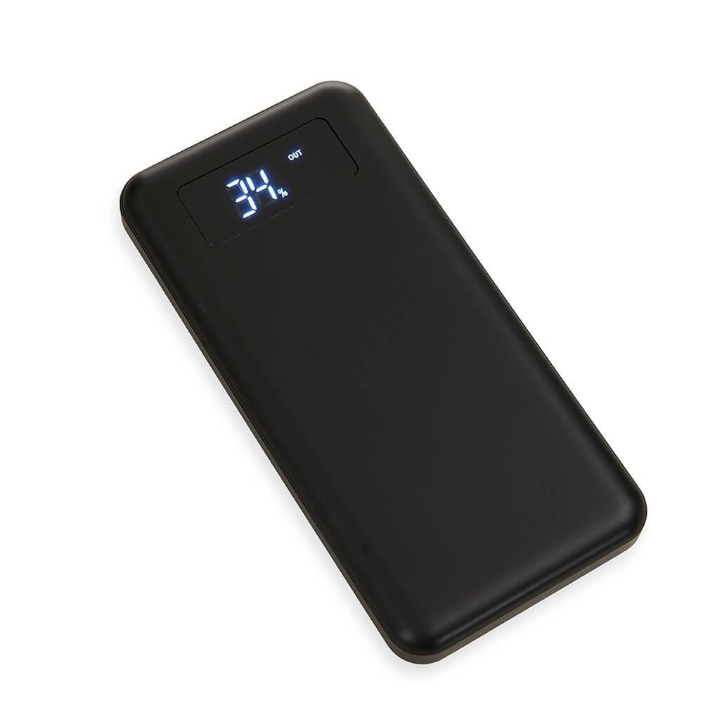 Power Bank 10.000mAh TE1312 na cor Preto, brinde personalizado Sky Brindes
