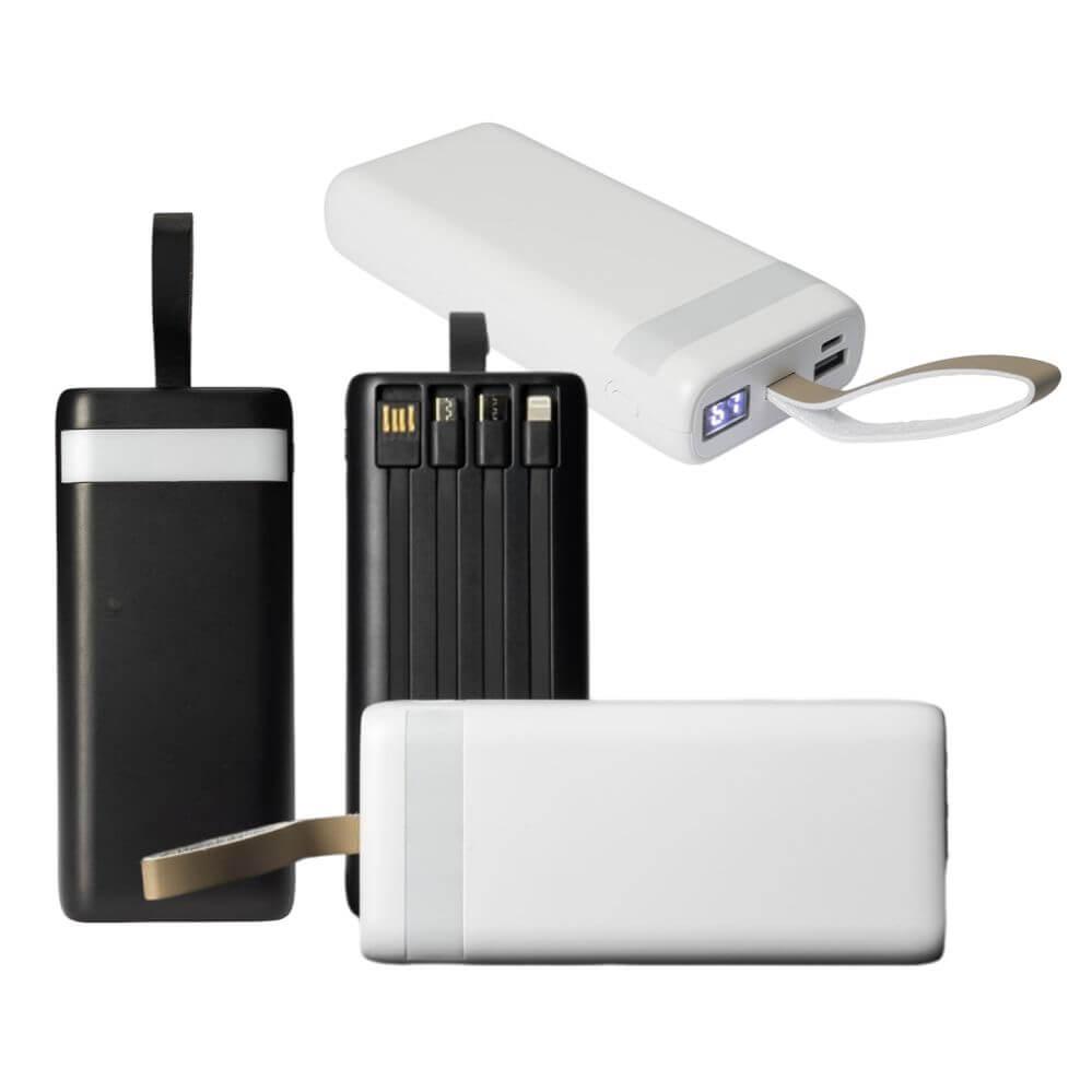 Power Bank 20.000mAh TE1313 na cor Preto, brinde personalizado Sky Brindes