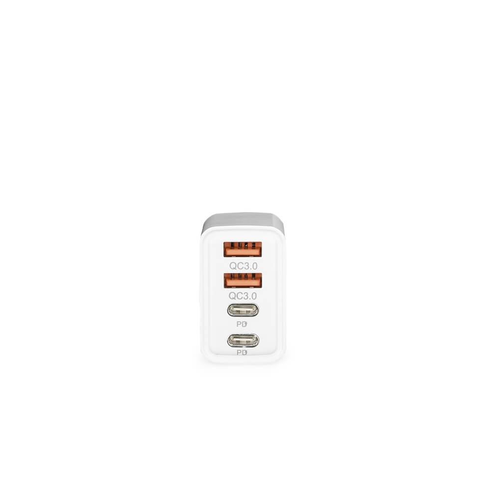 Carregador Turbo Com 4 Portas TE1314 na cor Branco, brinde personalizado Sky Brindes