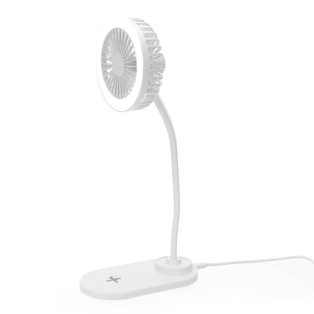 Ventilador com Led e Carregador TE1323 na cor Branco, brinde personalizado Sky Brindes