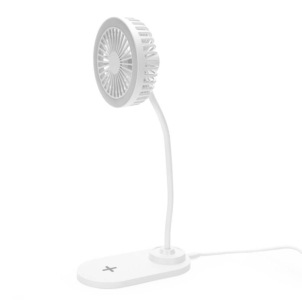 Ventilador com Led e Carregador TE1323 na cor Branco, brinde personalizado Sky Brindes
