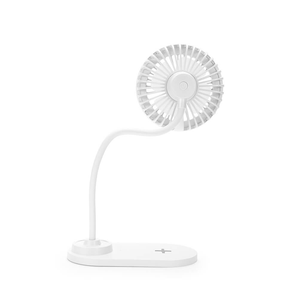 Ventilador com Led e Carregador TE1323 na cor Branco, brinde personalizado Sky Brindes