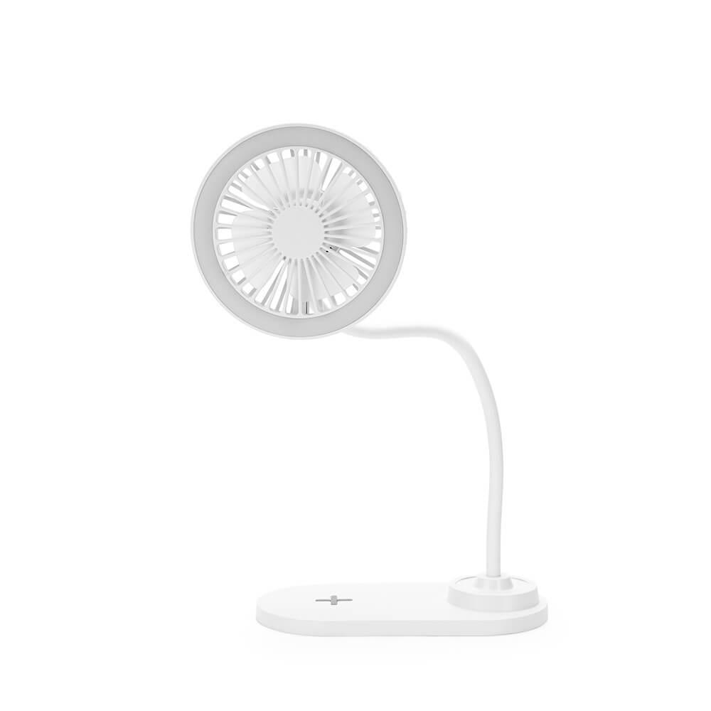Ventilador com Led e Carregador TE1323 na cor Branco, brinde personalizado Sky Brindes