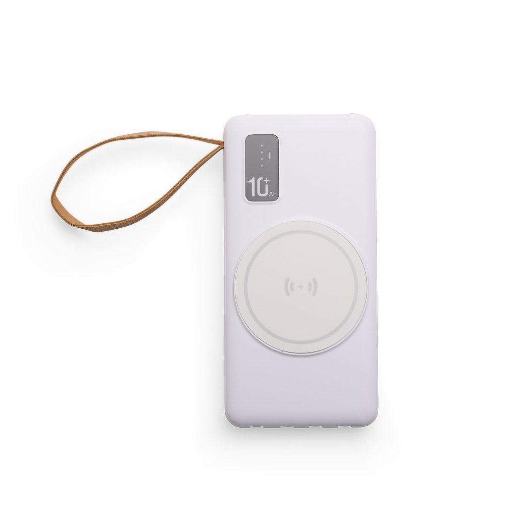 Power Bank 10.000mAh TE1328 na cor Branco, brinde personalizado Sky Brindes