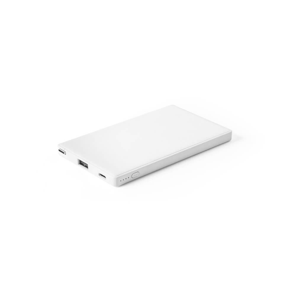 Power Bank 4.000mah TE1333 na cor Branco, brinde personalizado Sky Brindes